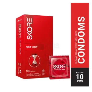 Skore Not Out Climax Delay Dotted Condoms 10pcs Pack (Made in India)
